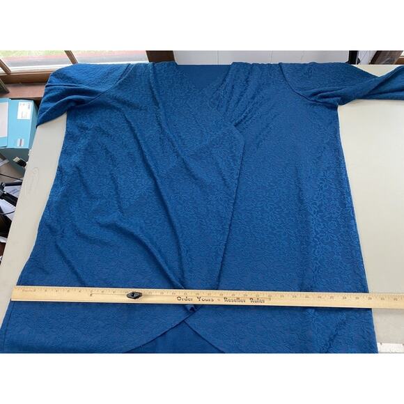 Catherines Cardigan Top Womens 3X 26-28W Blue Floral Lace Swing Open Lagenlook - Picture 14 of 15